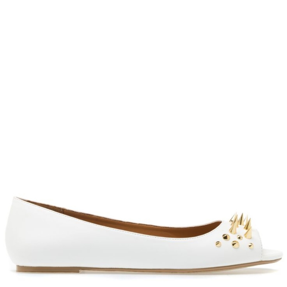 White Studded Flats